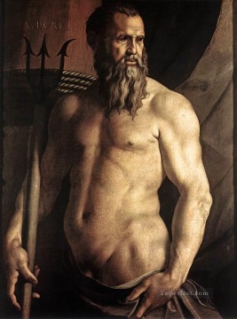  Agnolo Oil Painting - Portrait of Andrea Doria as Neptune Florence Agnolo Bronzino